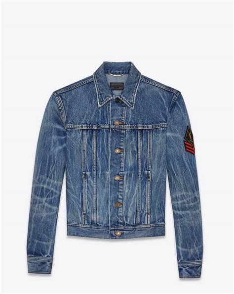 original YSL military patch jean jacket 